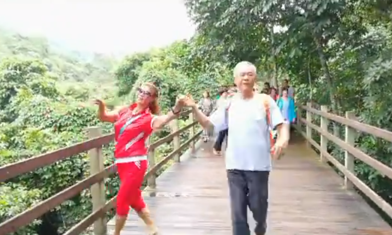 载歌载舞在野象谷棧道上