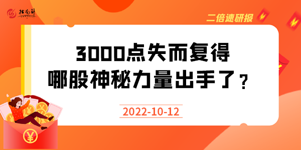 《二倍速研报》3000点失而复得，哪股神秘力量出手了？