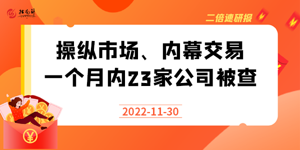 《二倍速研报》操纵市场、内幕交易，一个月内23家公司被查！